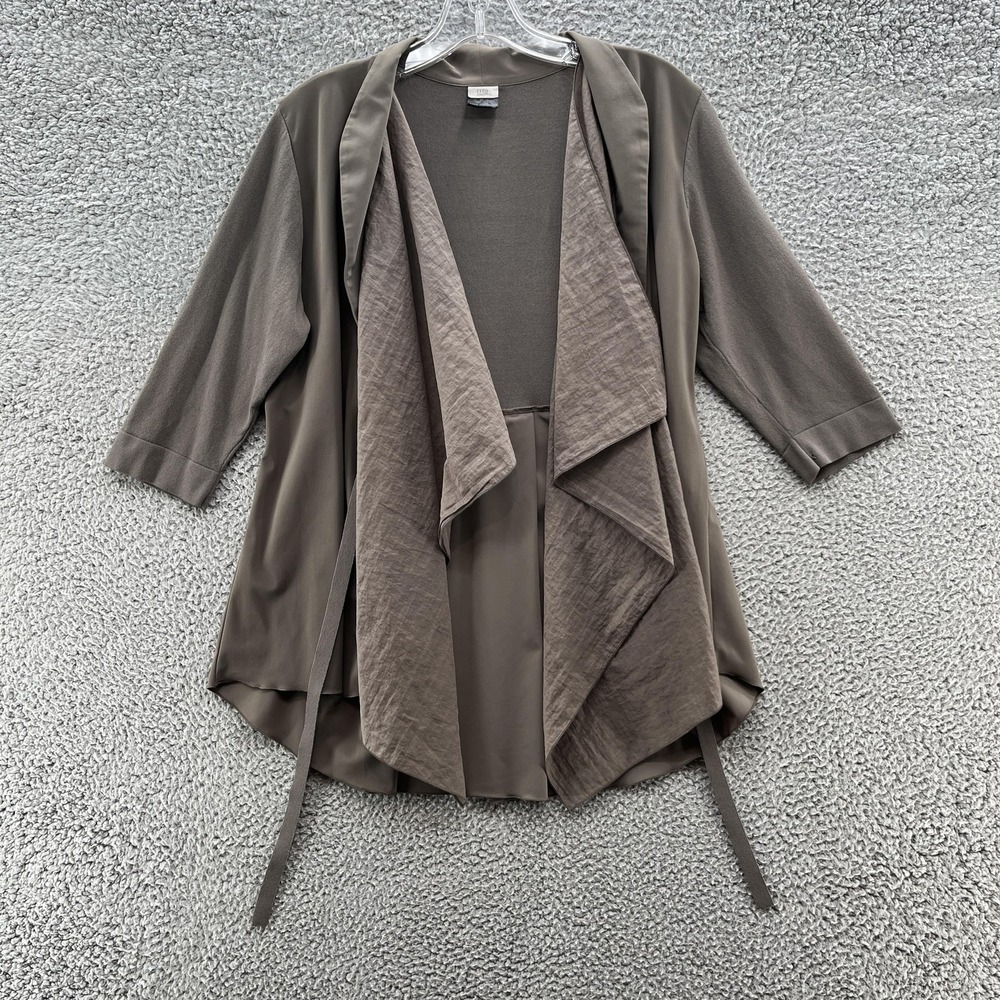 Crea Concept Jacket Womens 12 Taupe Draped Waterfall Avant Garde Layering Topper